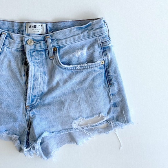 Agolde Pants - AGOLDE Parker Cut Off Denim Shorts Women's Size 27 Light Blue Distressed